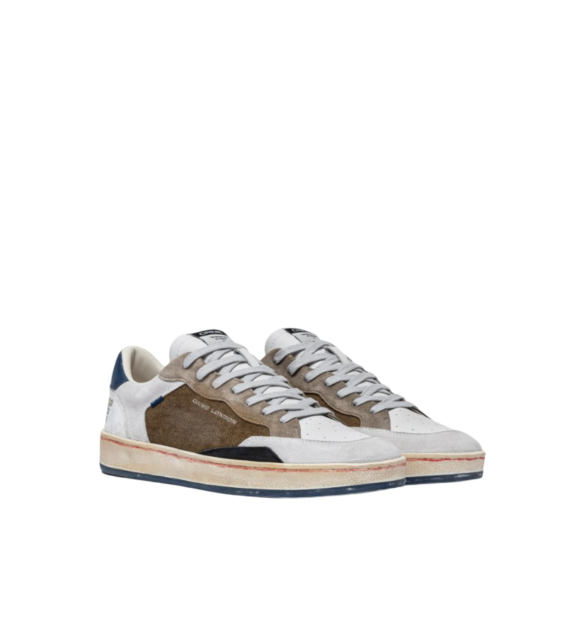 CRIME LONDON - Sneakers Bianca, Verde Militare e Blu Chelsea Knight Grunge