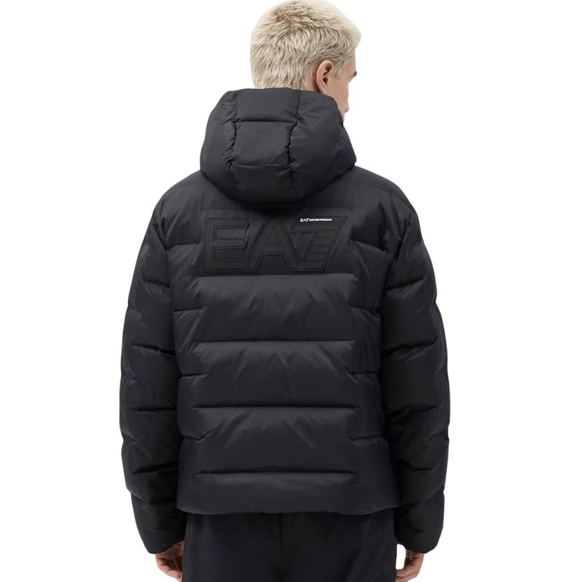 EA7 - Piumino Nero con Logo sul Retro