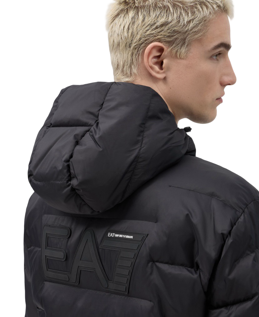 EA7 - Piumino Nero con Logo sul Retro