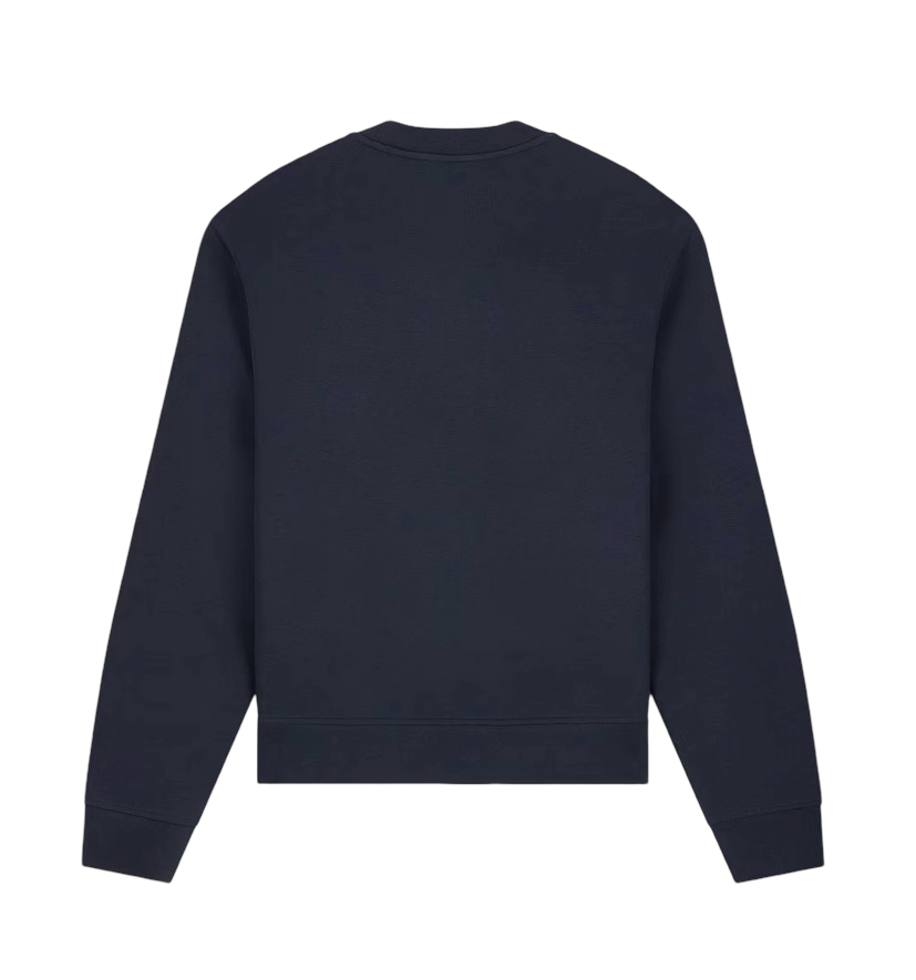 EMPORIO ARMANI - Felpa Blu in Double Jersey con Logo Aquila Arancione