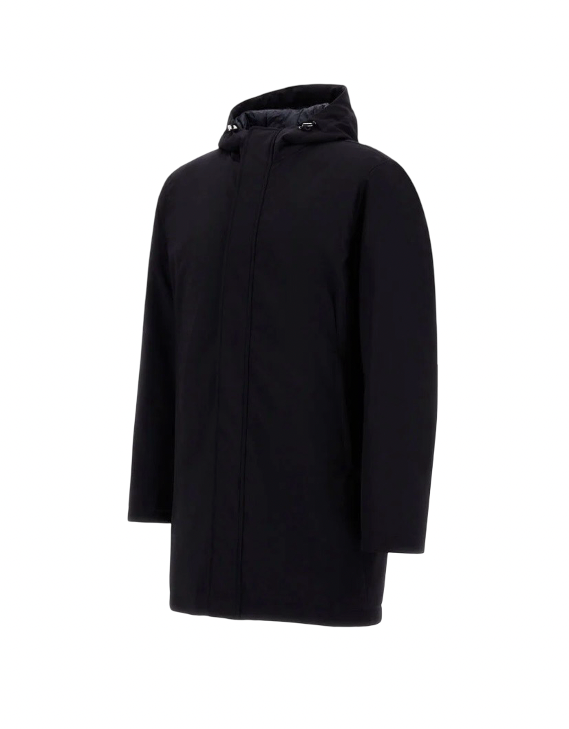 HERNO - Parka Blu in Twill Stretch