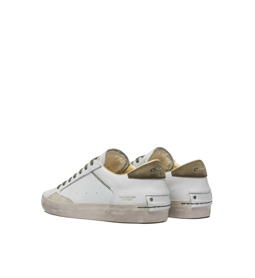 CRIME LONDON - Sneakers Bianche e Verde Militare Distressed