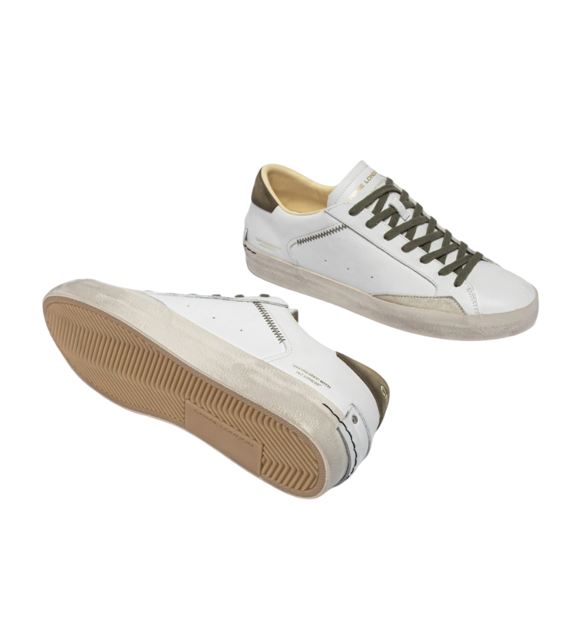 CRIME LONDON - Sneakers Bianche e Verde Militare Distressed