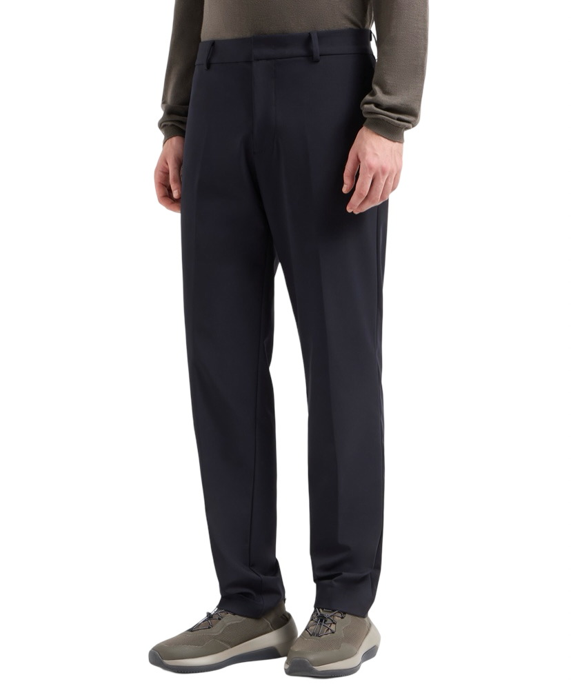 EMPORIO ARMANI - Pantaloni Blu Navy in Nylon Stretch Travel Essential