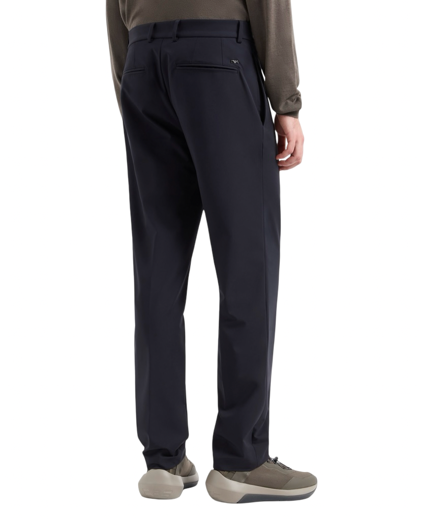 EMPORIO ARMANI - Pantaloni Blu Navy in Nylon Stretch Travel Essential