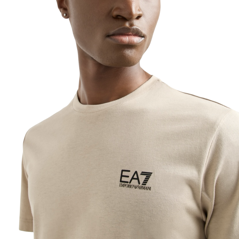 EA7 - T-shirt Beige Core Identity in Cotone Pima