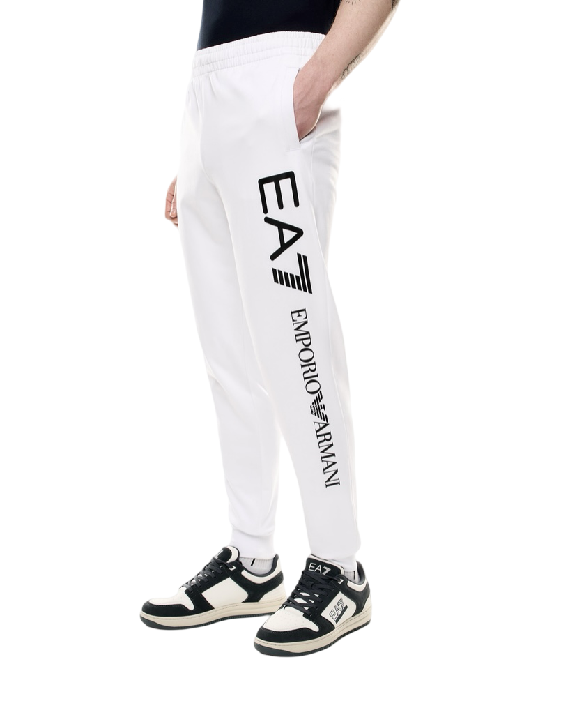 EA7 - Pantalone Jogger Bianco con Logo Nero
