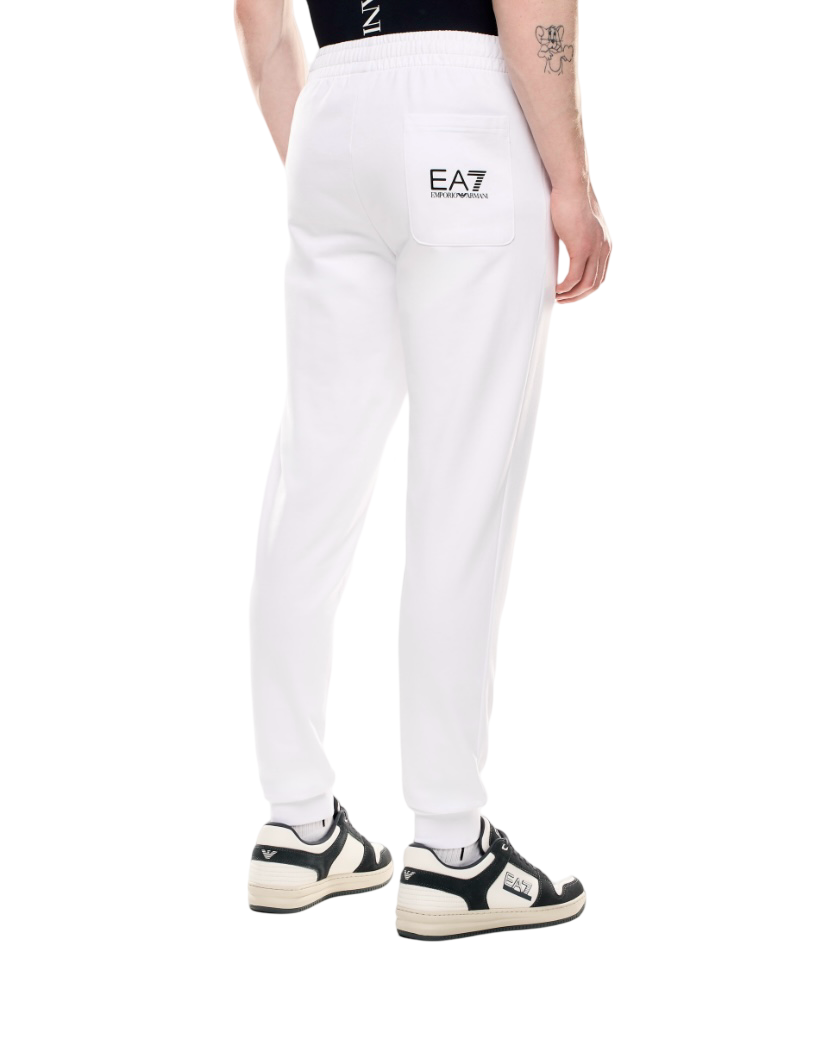 EA7 - Pantalone Jogger Bianco con Logo Nero