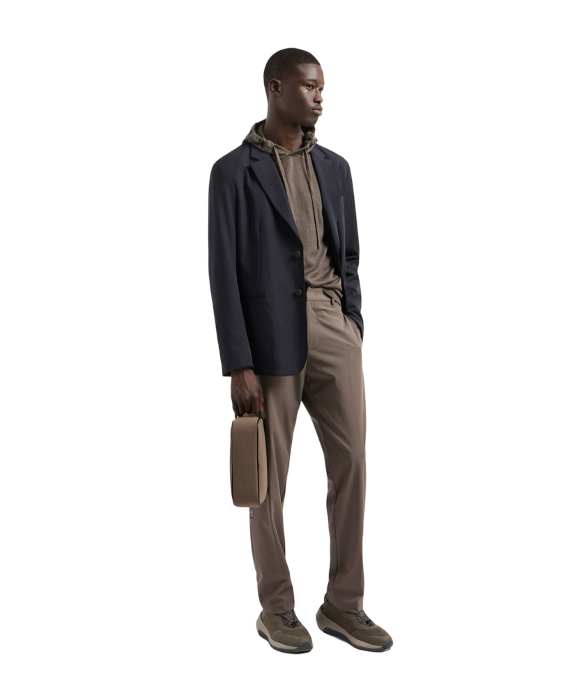 EMPORIO ARMANI - Blazer Monopetto Blu Navy in Nylon Stretch Travel Essential
