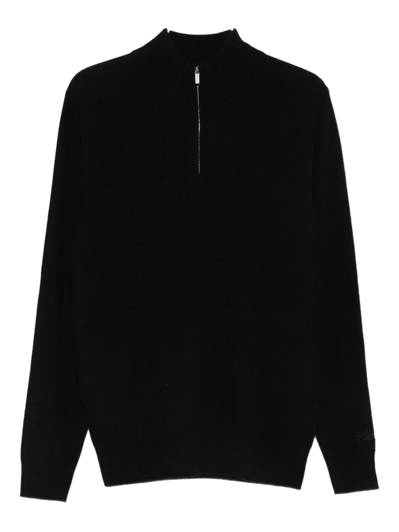 MC2 SAINT BARTH - Maglione Nero Mezza Zip Jermyn