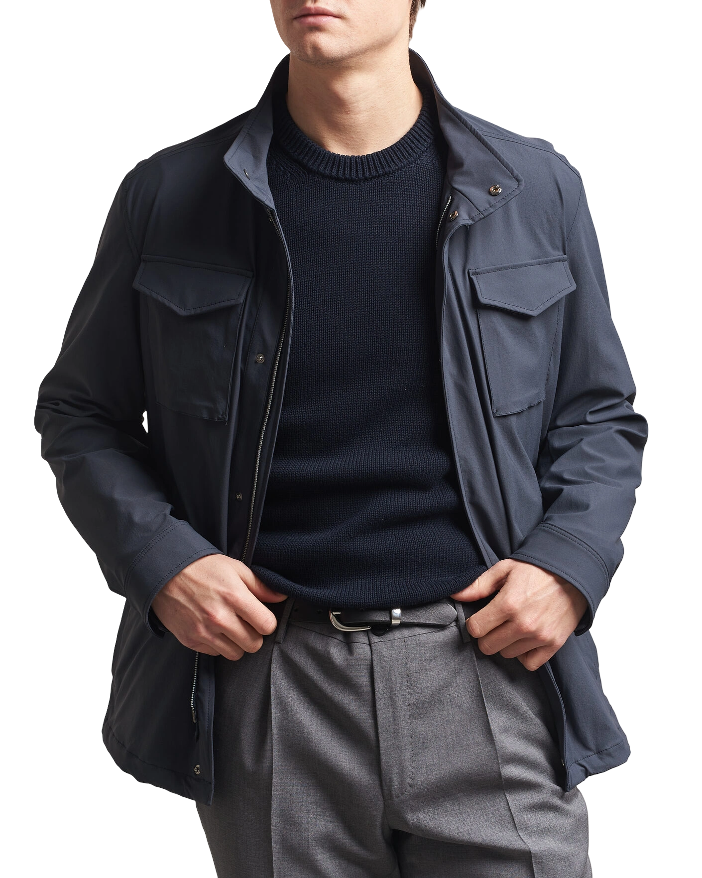 HERNO - Field Jacket Blu in Soft Nylon
