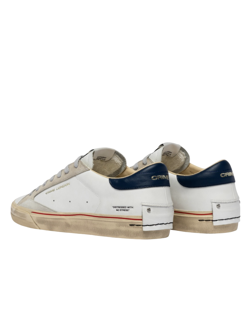 CRIME LONDON - Sneakers Distressed Bianche e Oxford Blu