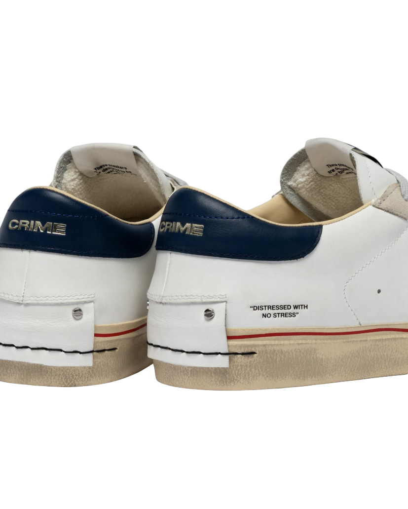CRIME LONDON - Sneakers Distressed Bianche e Oxford Blu