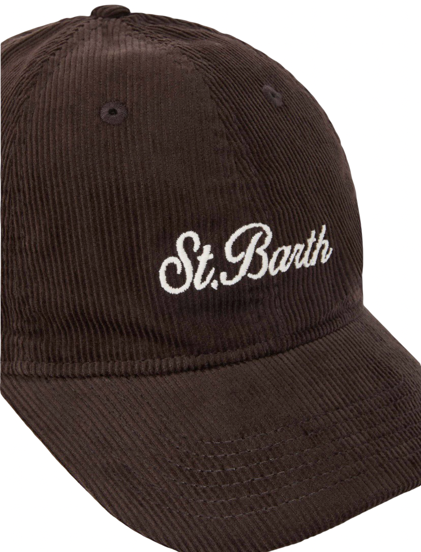 MC2 SAINT BARTH - Cappellino Baseball Marrone in Velluto a Coste Corduroy
