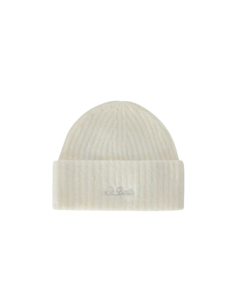 MC2 SAINT BARTH - Cappellino Wengen Bianco Panna misto Alpaca con ricamo Logo