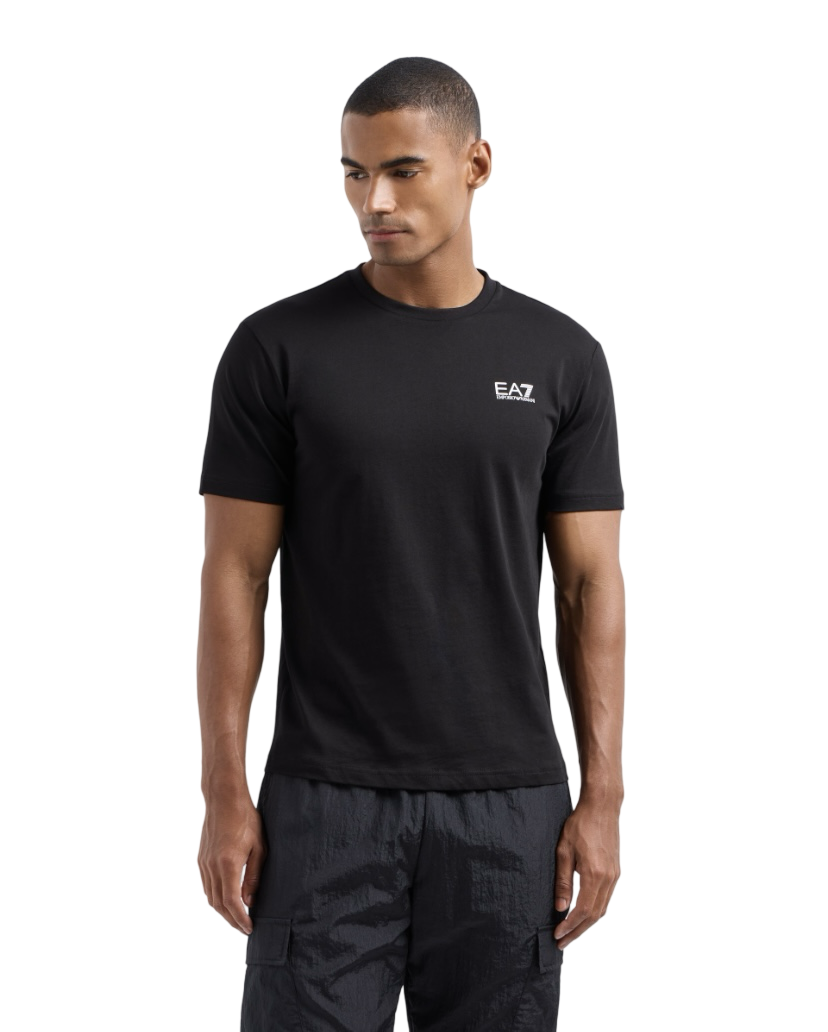 EA7 - T-shirt Nera Core Identity in Cotone Pima