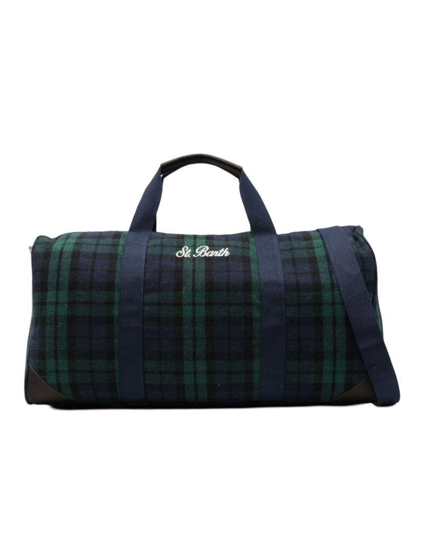 MC2 SAINT BARTH - Borsone Jet Leg Tartan Blu e Verde