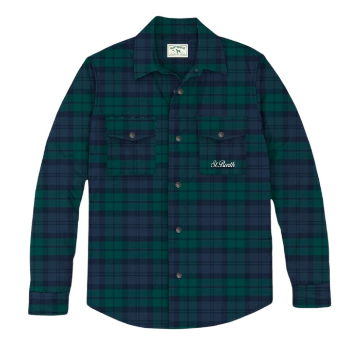 MC2 SAINT BARTH - Overshirt Chalet Tartan Blu e Verde