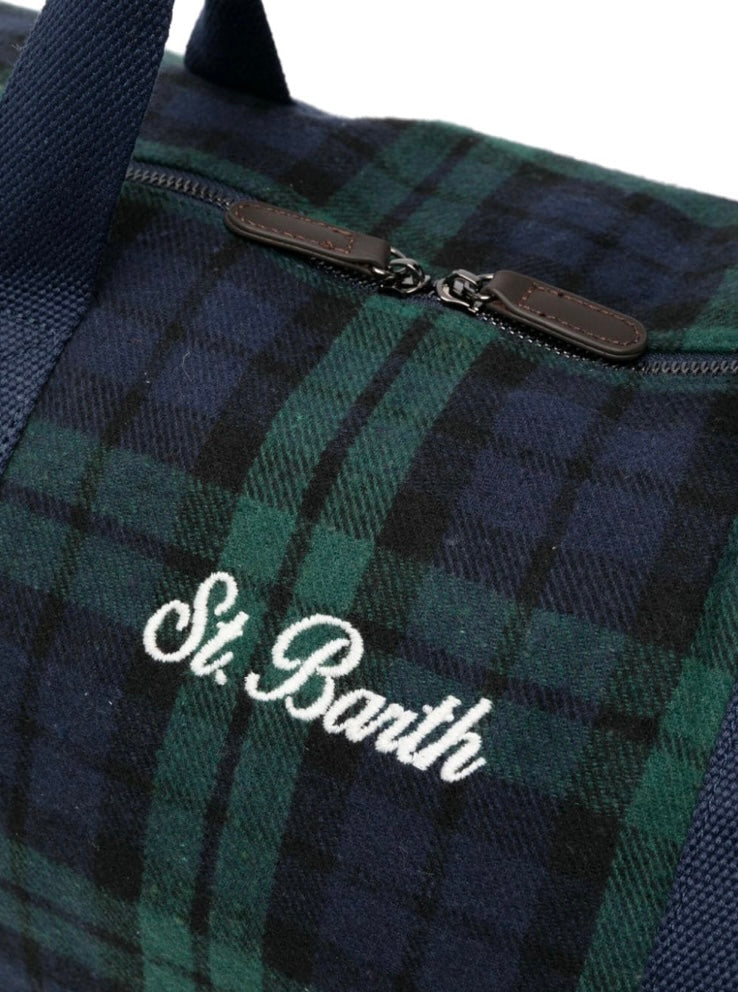 MC2 SAINT BARTH - Borsone Jet Leg Tartan Blu e Verde