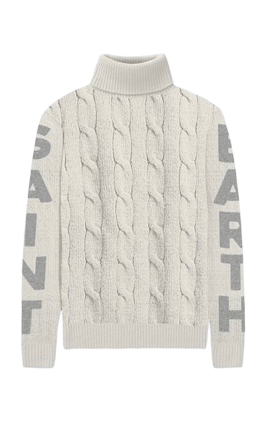 MC2 SAINT BARTH - Maglione Collo Alto Fisherman Bianco Panna