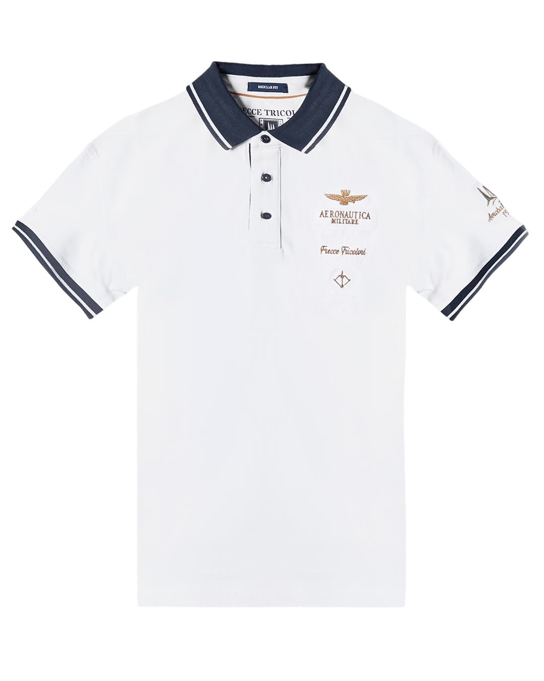 AERONAUTICA MILITARE - Polo Bianca Ricamata Frecce Tricolori