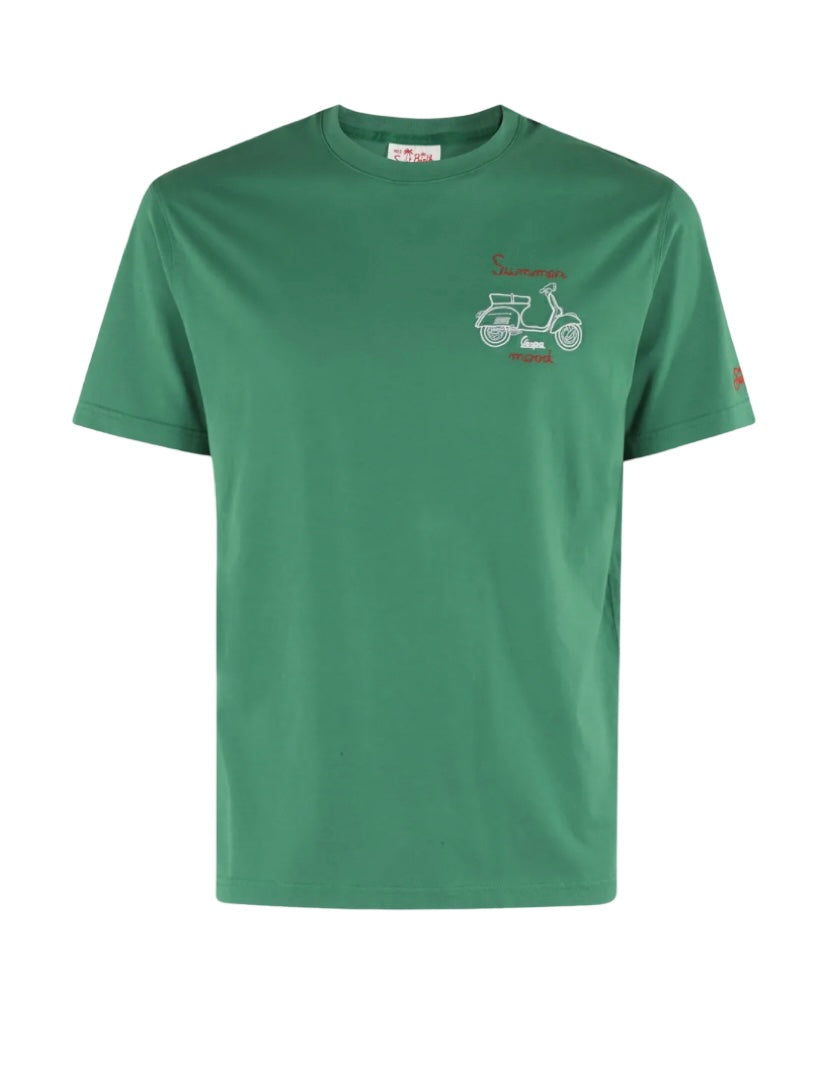 MC2 SAINT BARTH - T-shirt Verde Ricamo Vespa Summer Mood