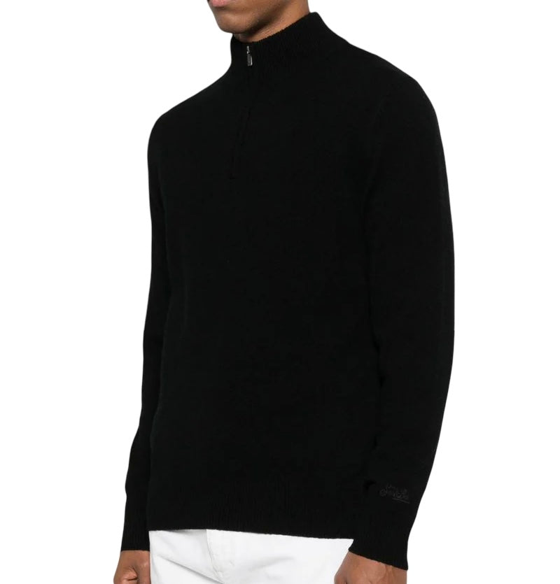 MC2 SAINT BARTH - Maglione Nero Mezza Zip Jermyn