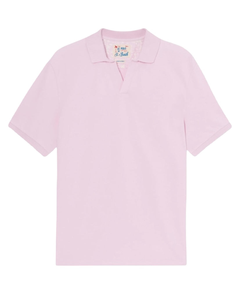 MC2 SAINT BARTH - Polo Rosa Charles in Cotone Stretch Piquet Senza Bottoni