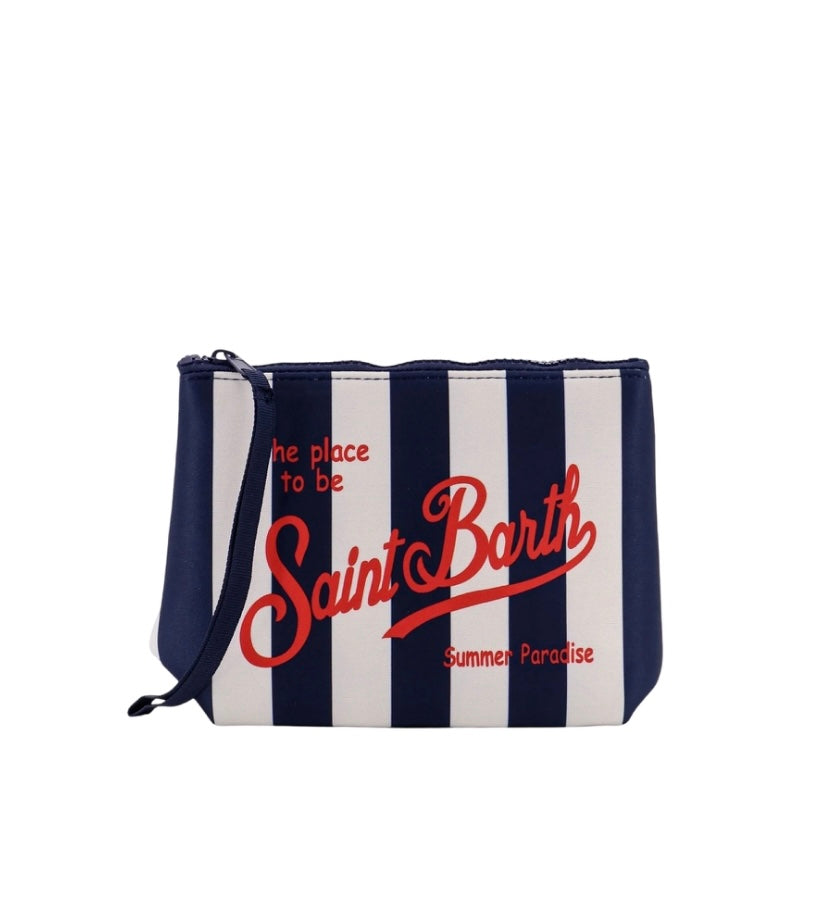 MC2 SAINT BARTH - Pochette Aline Stampa Stripes Blu e Bianco
