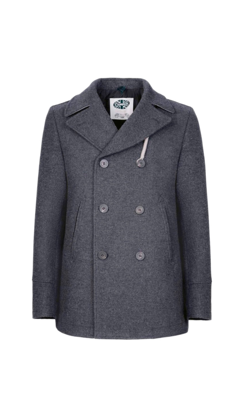 CAMPLIN - Cappotto Corto Doppiopetto Grigio Scuro Peacoat Island