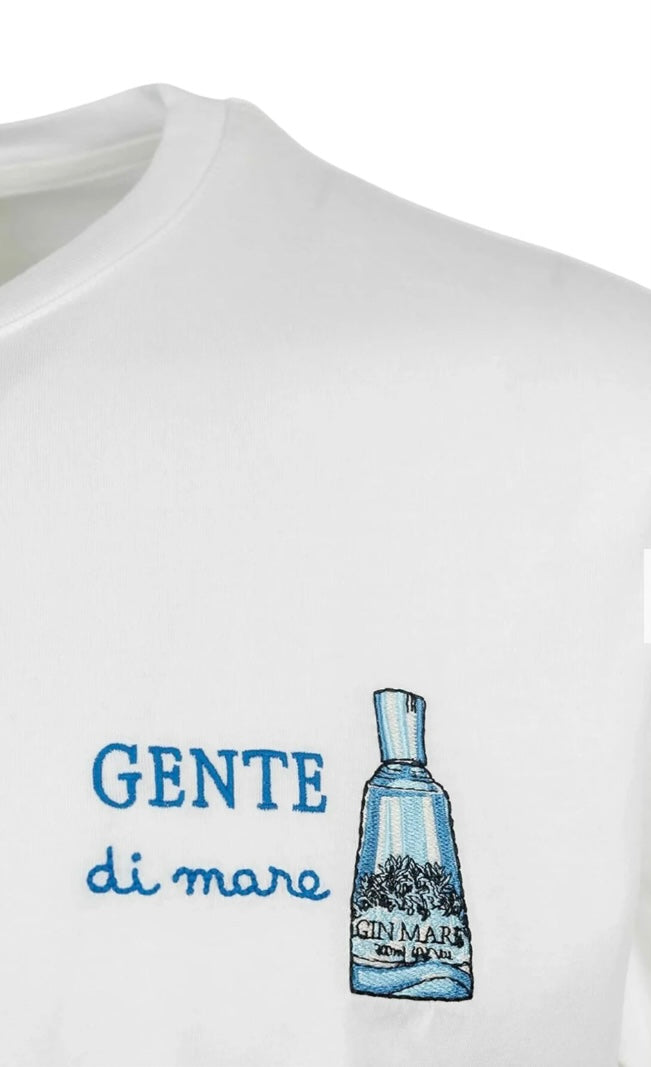 MC2 SAINT BARTH - T-shirt Bianca Ricamo Gente di Mare Gin