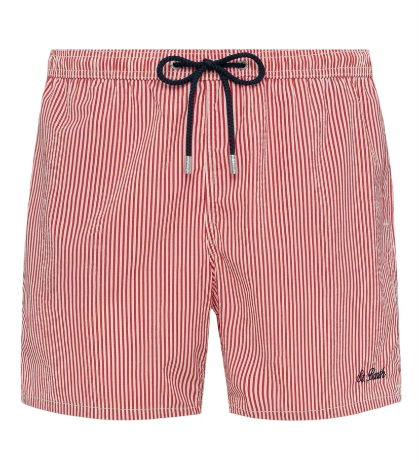 MC2 SAINT BARTH - Costume Patmos a Righe Rosso in Seersucker