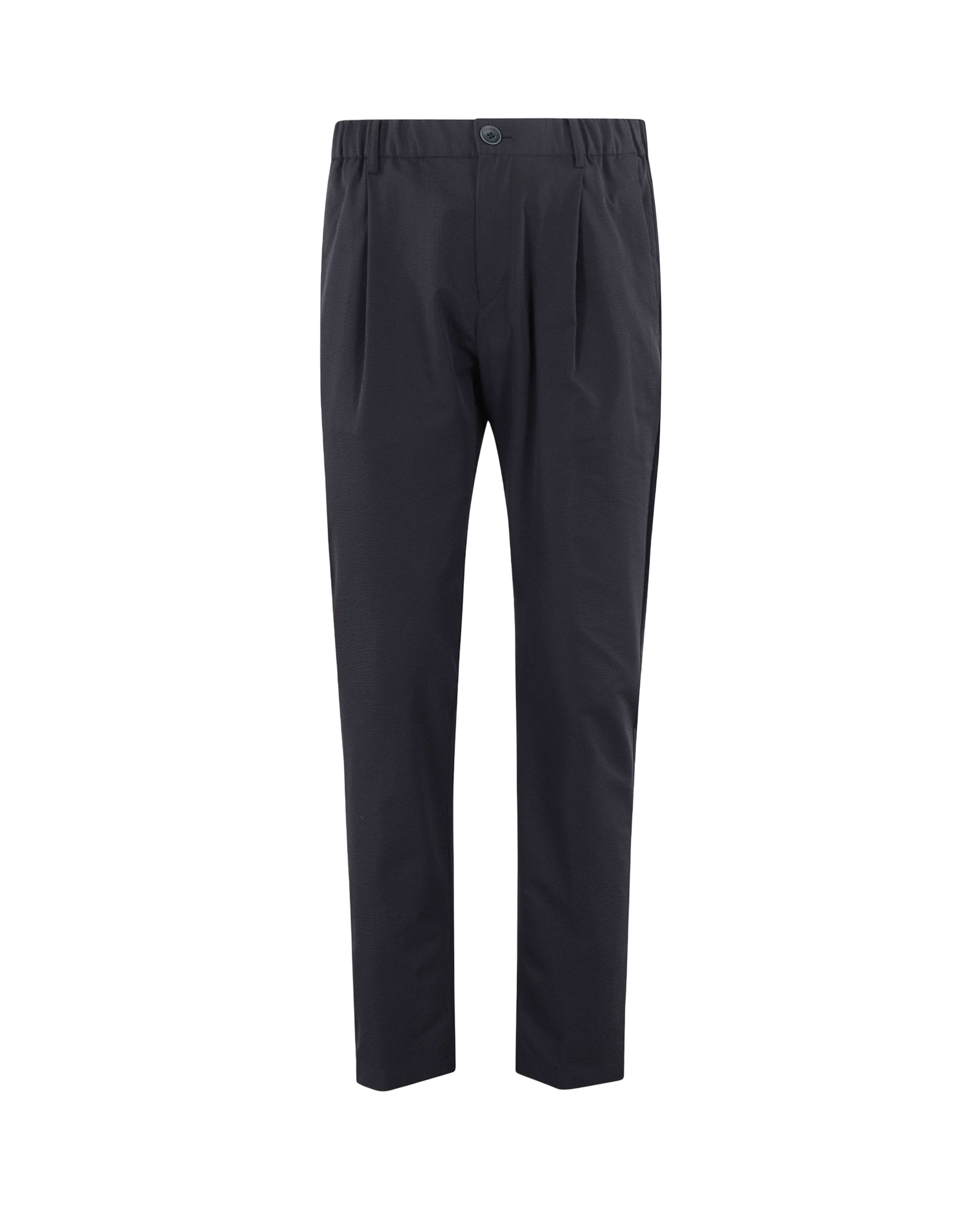 HERNO - Pantalone Blu in Seersucker Tecnico Stretch