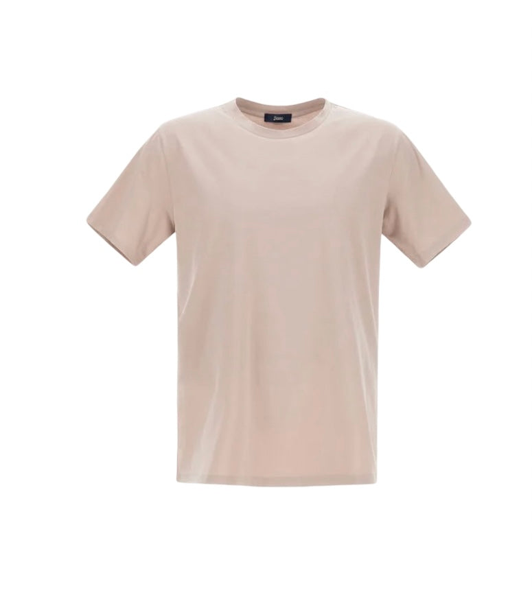 HERNO - T-shirt Beige in Cotone Stretch Superfine