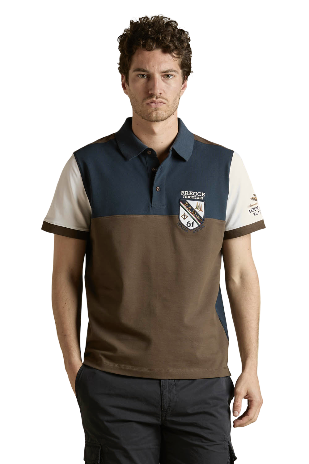 AERONAUTICA MILITARE - Polo Blu, Marrone e Bianca Frecce Tricolori