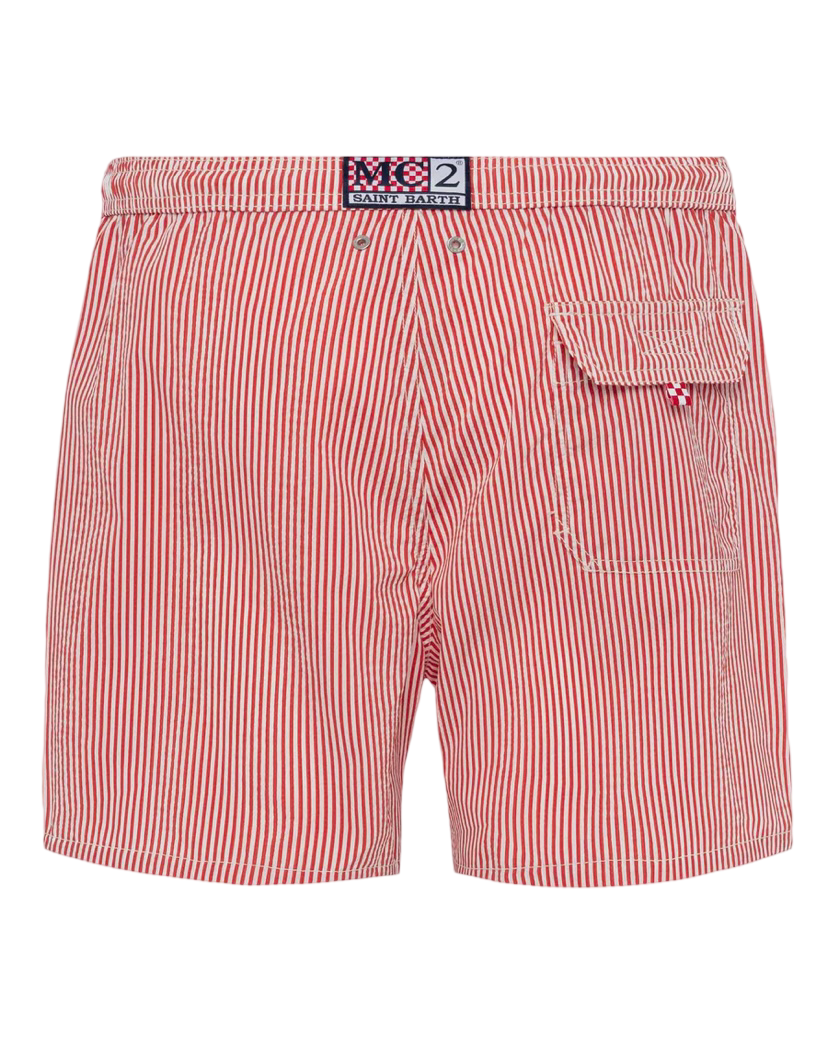 MC2 SAINT BARTH - Costume Patmos a Righe Rosso in Seersucker