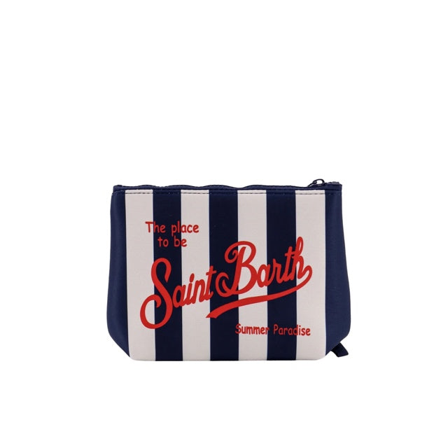 MC2 SAINT BARTH - Pochette Aline Stampa Stripes Blu e Bianco