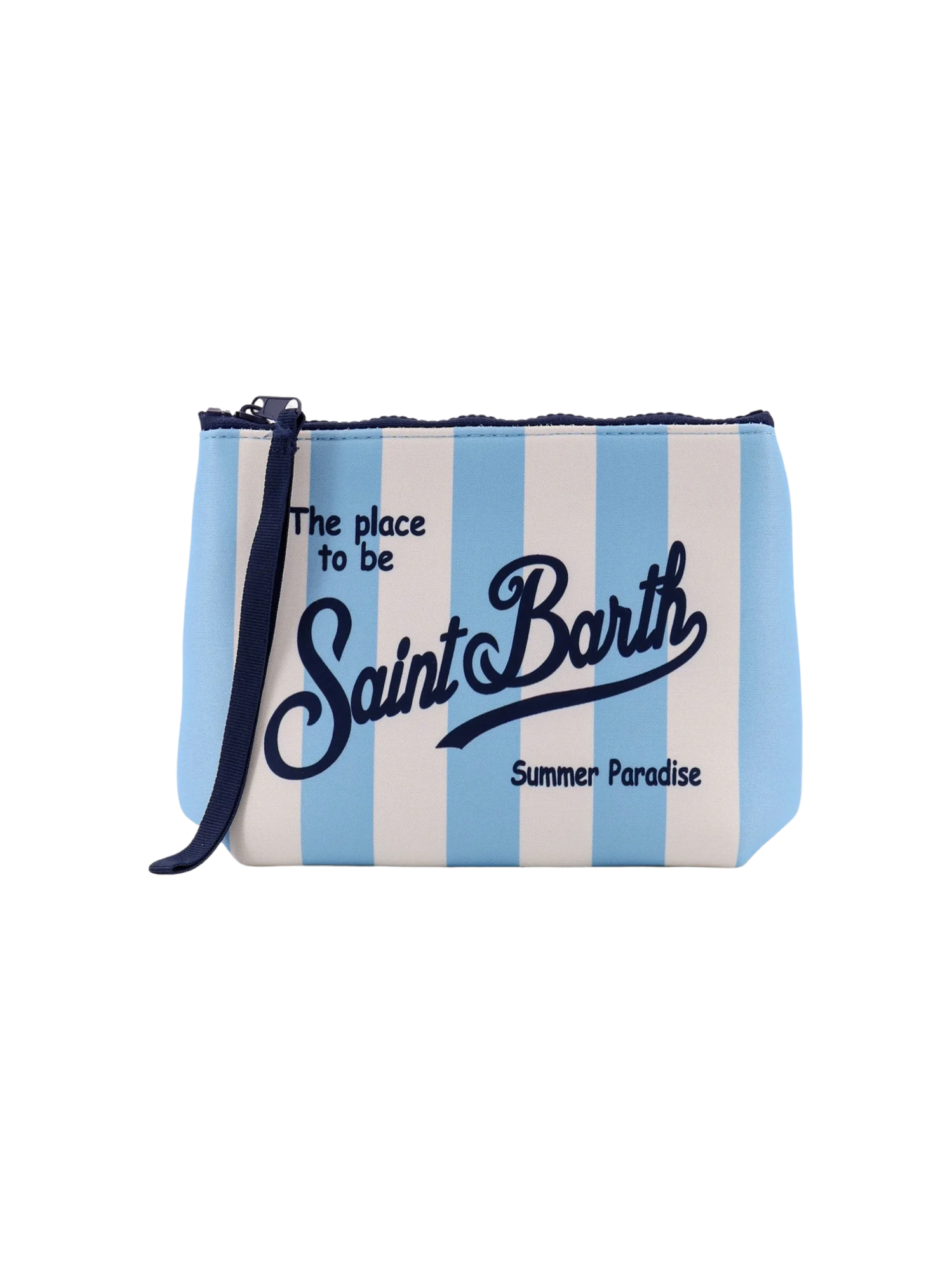 MC2 SAINT BARTH - Pochette Aline Stampa Stripes Celeste e Bianco