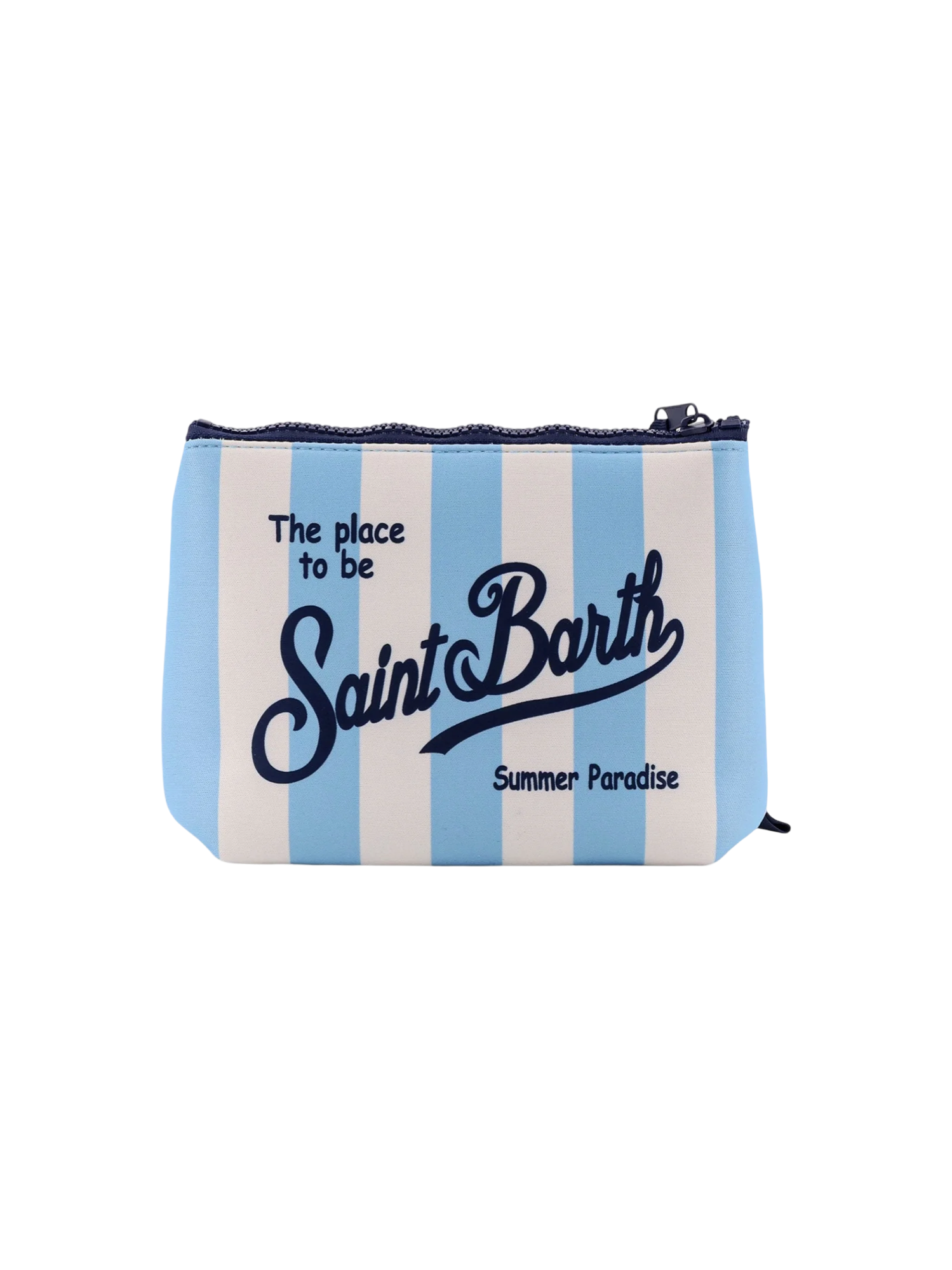 MC2 SAINT BARTH - Pochette Aline Stampa Stripes Celeste e Bianco