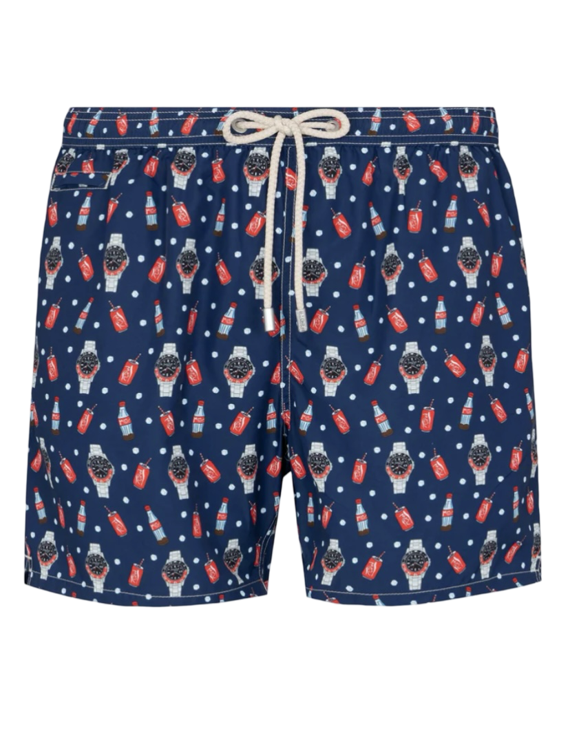 MC2 SAINT BARTH - Costume Blu con Stampa Watch Red Cola