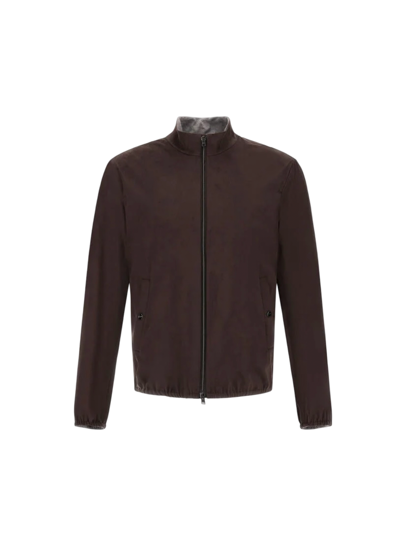 HERNO - Giacca Marrone in Suede Effect