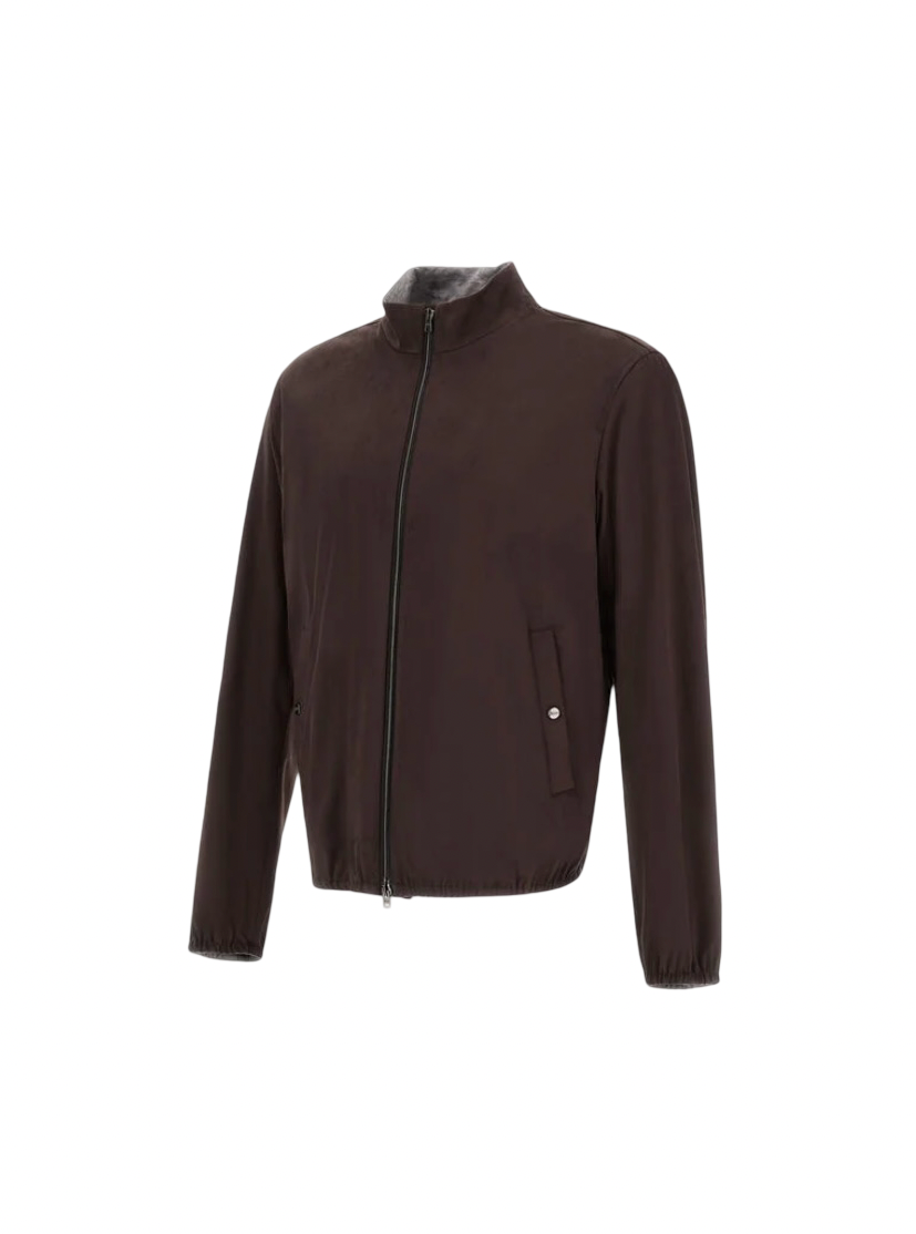 HERNO - Giacca Marrone in Suede Effect