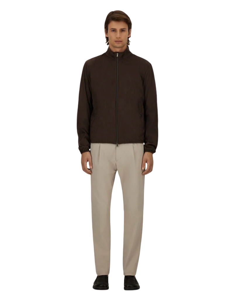 HERNO - Giacca Marrone in Suede Effect