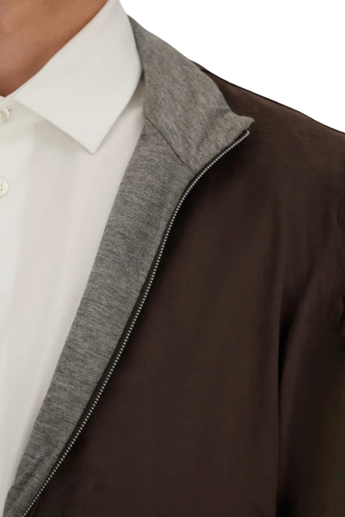 HERNO - Giacca Marrone in Suede Effect