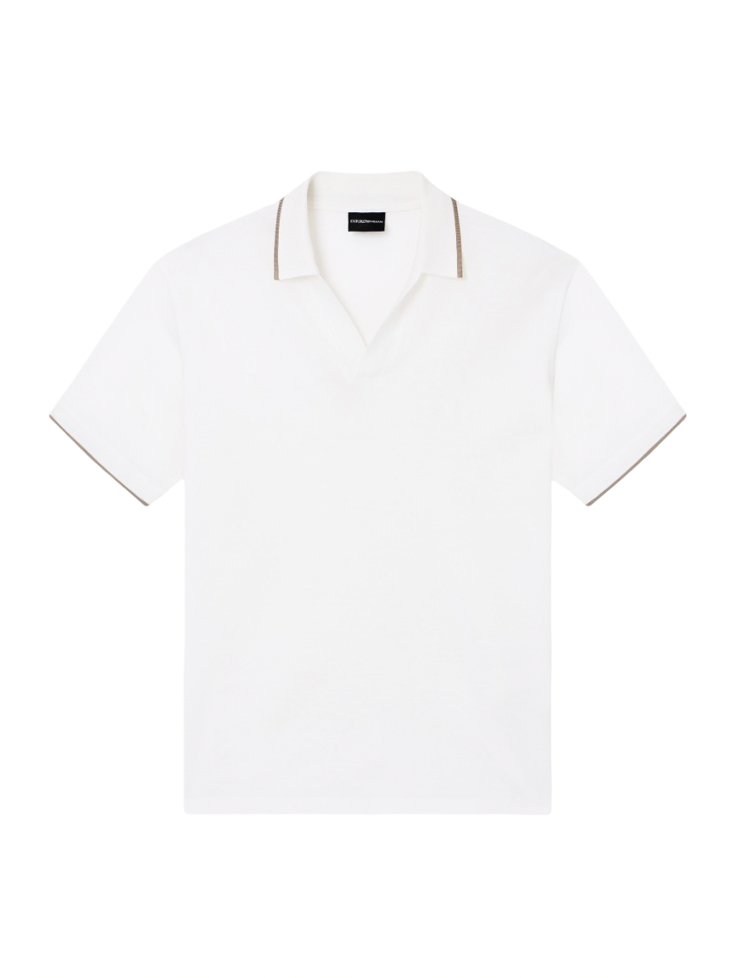 EMPORIO ARMANI - Polo Bianca con scollo V in Piquet