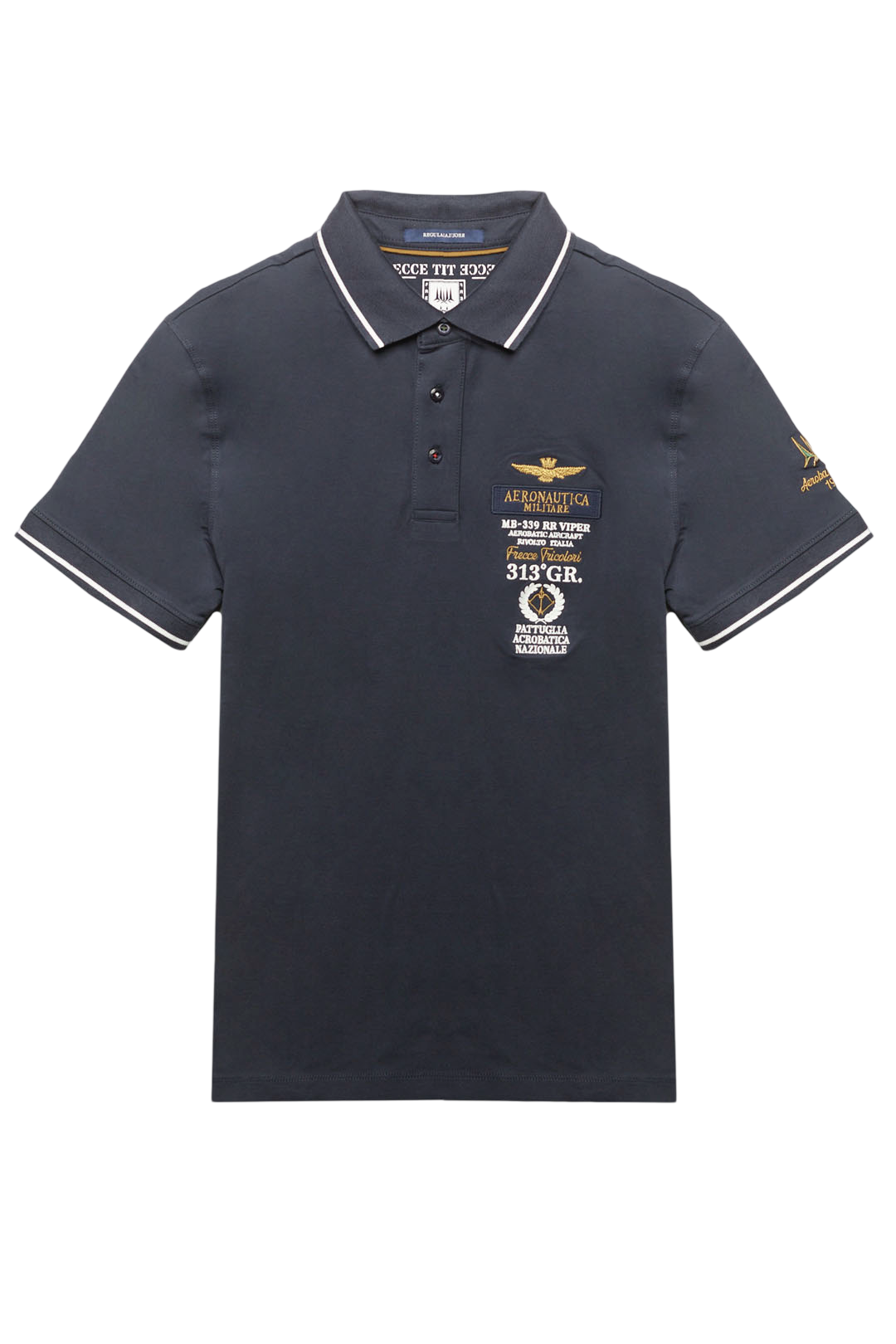 AERONAUTICA MILITARE - Polo Blu Ricamata Frecce Tricolori