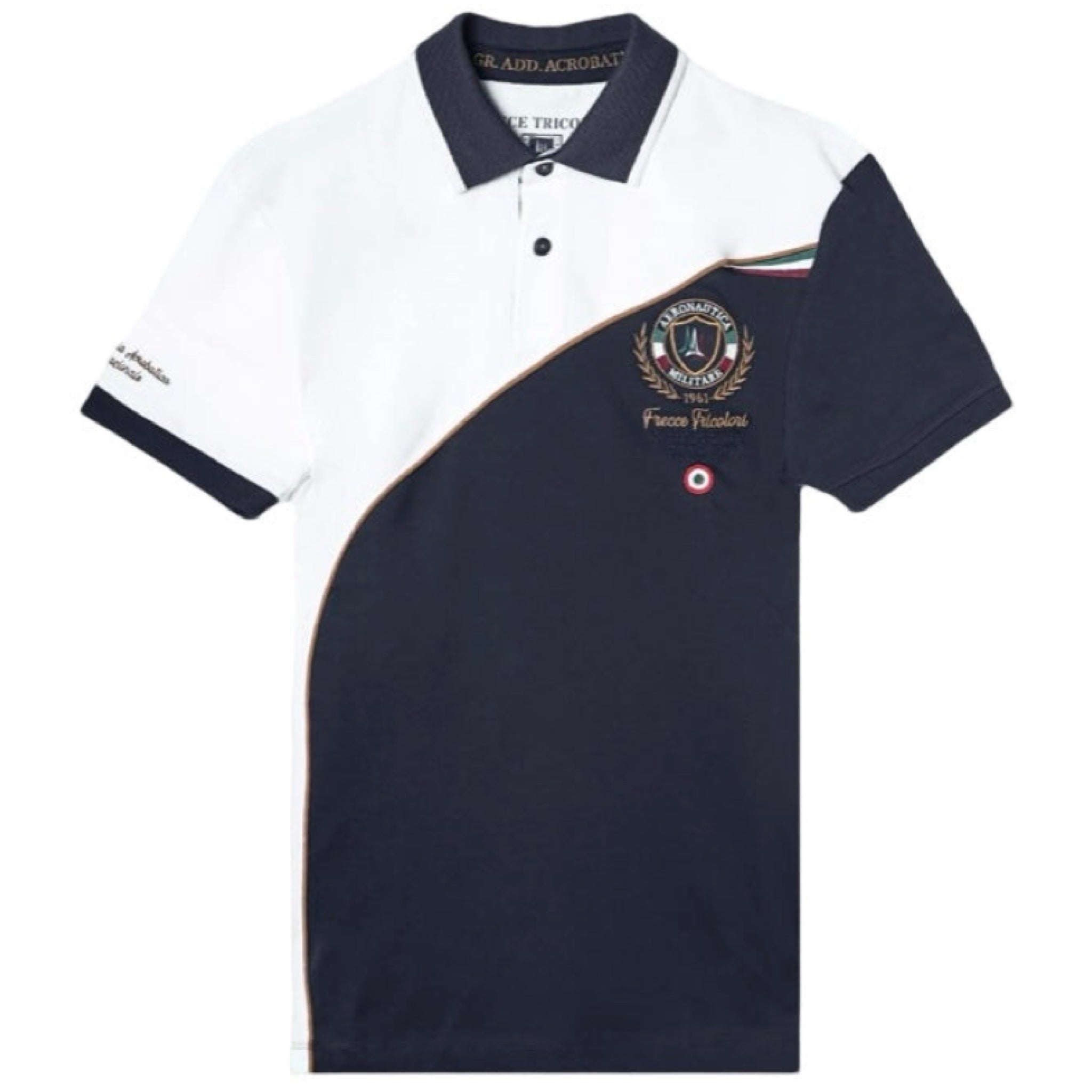 AERONAUTICA MILITARE - Polo Blu e Bianca Color Block Ricamata