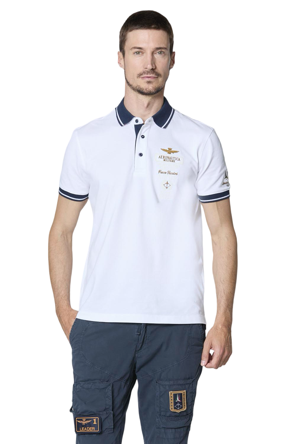 AERONAUTICA MILITARE - Polo Bianca Ricamata Frecce Tricolori