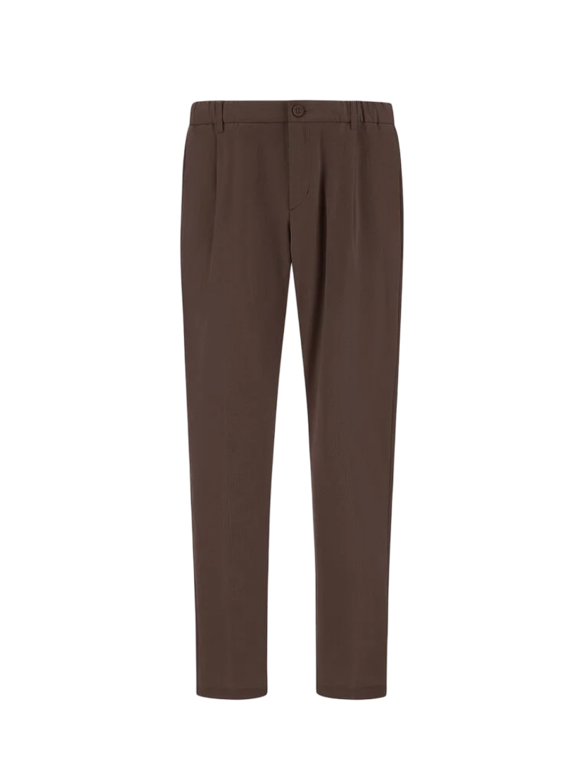 HERNO - Pantalone Marrone in Seersucker Tecnico Stretch