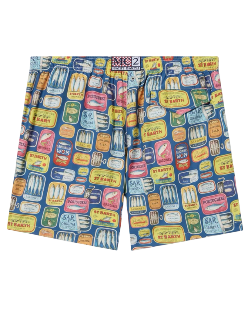 MC2 SAINT BARTH - Costume Azzurro con stampa Scatolette Sardine All Over